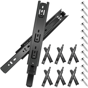 image:imageSulawskys 16 Inch Drawer Slides 6 Pairs 12 Pcs Full Extension Ball Bearing Rails Side Mount Heavy Duty 100 LB Capacity Metal Runners for Kitchen Cabinet Wardrobe Dresser Zinc Plated Steel Black20inch500mm