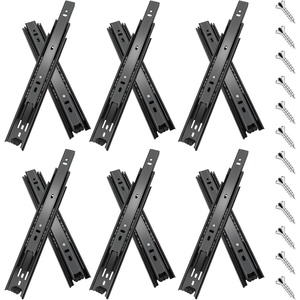 image:imageSulawskys 16 Inch Drawer Slides 6 Pairs 12 Pcs Full Extension Ball Bearing Rails Side Mount Heavy Duty 100 LB Capacity Metal Runners for Kitchen Cabinet Wardrobe Dresser Zinc Plated Steel Black10inch250mm