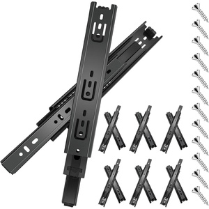 image:imageSulawskys 16 Inch Drawer Slides 6 Pairs 12 Pcs Full Extension Ball Bearing Rails Side Mount Heavy Duty 100 LB Capacity Metal Runners for Kitchen Cabinet Wardrobe Dresser Zinc Plated Steel Black12inch300mm