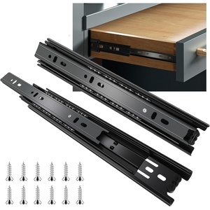 image:imageSulawskys 16 Inch Drawer Slides 6 Pairs 12 Pcs Full Extension Ball Bearing Rails Side Mount Heavy Duty 100 LB Capacity Metal Runners for Kitchen Cabinet Wardrobe Dresser Zinc Plated Steel Black22inch550mm