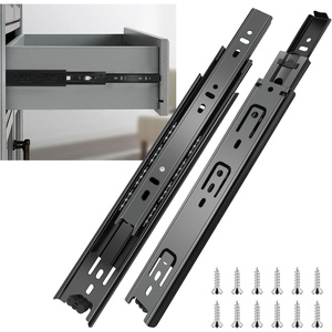 image:imageSulawskys 16 Inch Drawer Slides 6 Pairs 12 Pcs Full Extension Ball Bearing Rails Side Mount Heavy Duty 100 LB Capacity Metal Runners for Kitchen Cabinet Wardrobe Dresser Zinc Plated Steel Black14inch350mm
