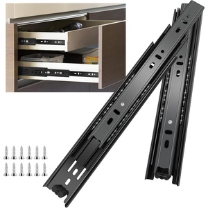 image:imageSulawskys 16 Inch Drawer Slides 6 Pairs 12 Pcs Full Extension Ball Bearing Rails Side Mount Heavy Duty 100 LB Capacity Metal Runners for Kitchen Cabinet Wardrobe Dresser Zinc Plated Steel Black18inch450mm