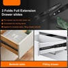 image:image14 inch Drawer Slides 4 Pairs 8pcs 3 fold Full Extension Side Mount Cabinet Drawer Glides 14 Black Cabinet Rails for Dresser Cabinet KitchenTrash Can Wardrobe 100 LB Capacity16 Inch