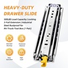 image:imagewith Lock Heavy Duty Drawer Slides 12 14 16 18 20 22 24 26 28 30 32 34 36 40 44 48 52 56 60 Inch 500 Lbs Side Mount Full Extension Ball Load250 lb with Lock W53mm 12 Inch52 Inch