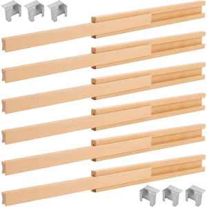 image:image6 PCS 157 Inch Wooden Drawer Slides Classic Wood Center Guide Track with Metal Glides Dresser Slider Replacement Kit