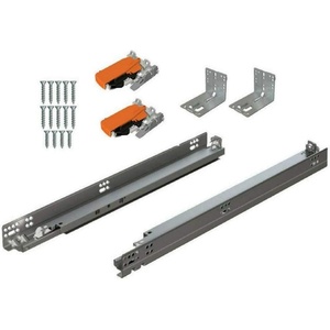 image:imageBLUM Tandem Plus BLUMOTION Drawer Slides Complete Pair with Runners 563H Locking Devices Rear Mounting Brackets and Screws for face Frame or Frameless Application 18 Inch