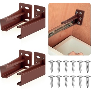image:imageChunful 2 Pair Rear Drawer Track Socket Back Plates Mounting Brackets Durable Plastic Drawer Track Back Plate Left and Right Close Locker Slides Socket for Repairing Replacing WhiteBrown