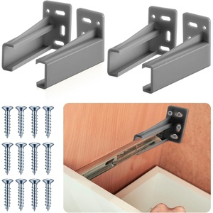 image:imageChunful 2 Pair Rear Drawer Track Socket Back Plates Mounting Brackets Durable Plastic Drawer Track Back Plate Left and Right Close Locker Slides Socket for Repairing Replacing WhiteGray