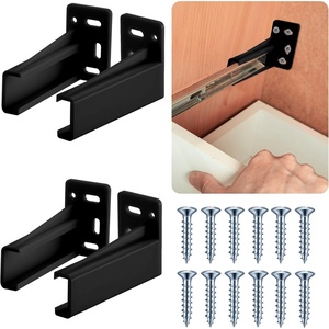 image:imageChunful 2 Pair Rear Drawer Track Socket Back Plates Mounting Brackets Durable Plastic Drawer Track Back Plate Left and Right Close Locker Slides Socket for Repairing Replacing WhiteBlack