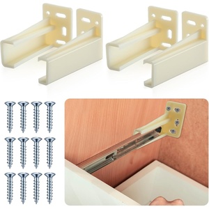 image:imageChunful 2 Pair Rear Drawer Track Socket Back Plates Mounting Brackets Durable Plastic Drawer Track Back Plate Left and Right Close Locker Slides Socket for Repairing Replacing WhiteMilky