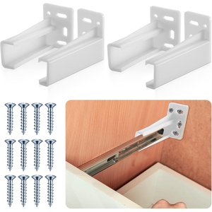 image:imageChunful 2 Pair Rear Drawer Track Socket Back Plates Mounting Brackets Durable Plastic Drawer Track Back Plate Left and Right Close Locker Slides Socket for Repairing Replacing WhiteWhite