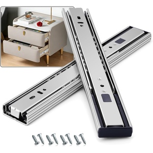 image:imageDrawer Slides Ball Bearing 3 Folds Full Extension Side Mount Cabinet Runners Glides Rails Track 100 Lbs Load 10 12 14 16 18 20 22 24 Inch Silver SilverBasic 1 Pr12 InchSilverSoft Close
