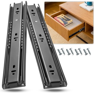 image:imageDrawer Slides Ball Bearing 3 Folds Full Extension Side Mount Cabinet Runners Glides Rails Track 100 Lbs Load 10 12 14 16 18 20 22 24 Inch Silver SilverBasic 1 Pr12 InchBlackBasic