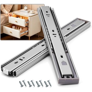 image:imageDrawer Slides Ball Bearing 3 Folds Full Extension Side Mount Cabinet Runners Glides Rails Track 100 Lbs Load 10 12 14 16 18 20 22 24 Inch Silver SilverBasic 1 Pr12 InchSilverPush Open