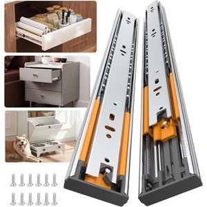 image:imageFurniware 5 Pairs 22 Inch Soft Close Drawer Slides Side Mount 3 Fold Full Extension Ball Bearing Heavy Duty Cabinet Drawer Glides Quiet Smooth Close Kitchen Cabinet Rails 100 LB Capacity16 Inch