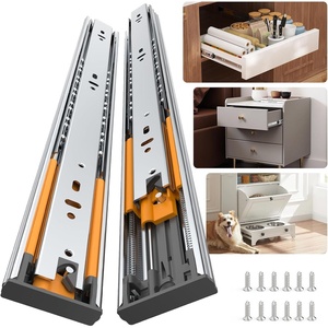 image:imageFurniware 5 Pairs 22 Inch Soft Close Drawer Slides Side Mount 3 Fold Full Extension Ball Bearing Heavy Duty Cabinet Drawer Glides Quiet Smooth Close Kitchen Cabinet Rails 100 LB Capacity24 Inch