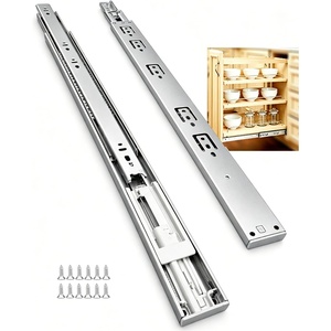 image:imageGobrico 16 inch Drawer Slides 1 PairSoft Close Drawer Slides 3 Fold Cabinet Drawer Slides Full Extension Drawer Hardware Heavy Duty Hydraulic Self Close Rails Side Mount Ball Bearing Tracks24inch Drawer Slides