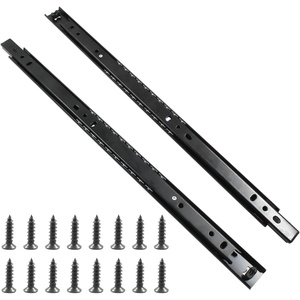 image:imageHitefu Drawer Slides 16 Inch 1 Pair Black  2 Section Full Extension Ball Bearing Side Mounting16 Inch