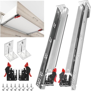 image:imageSHUHANG 1 Pair Full Extension Drawer Slides 8 10 12 14 16 18 20 22 24 Inch 100 lb Load Capacity Side Mount Ball Bearing Rails Cabinet Dresser Glides Wardrobe Kitchen Trash Can Slider Runners Silver15 Inch