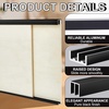 image:imageLandical 2 Set 4 ft Black Aluminum Sliding Door Track Set for 14 Panels Top and Bottom Closet Door Metal Track for Cabinet Showcase Glass or Wood Sliding DoorsBlack