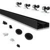 image:imageJUBEST 5FT Heavy Duty Bypass Door Hardware with Finger PullsSturdy Aluminum Sliding Closet Door Track for 2 door SystemQuietly and SmoothlyFit Door Thickness 1 38 or 1 34Easy to Install Black6FT