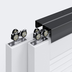 image:imageEaseLife 12FT144in Bypass Double Sliding Pocket Door Hardware KitCommercial GradeAluminumBypassing Wardrobe Closet Door Track for 4 Door SystemSlide Smoothly QuietlyEasy InstallBlackNo Door12 feet for 4 doors
