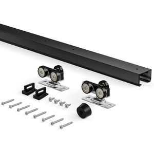 image:imageEaseLife 6FT72in Sliding Pocket Door Hardware Kit Black Commercial Grade Aluminum Box Rail Kit Slide Smoothly Quietly Easy Install No Door 685in Track for 2436 Wide Single Door5FT