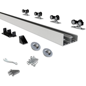 image:imageJUBEST Bypass Door Hardware 72 Aluminum Sliding Closet Door Hardware Set with Finger Pull Included Smoothly and Quietly for 2 Door System Fit Door Thickness 1 38 or 1 34 Easy to Install4 feet for 2 doors