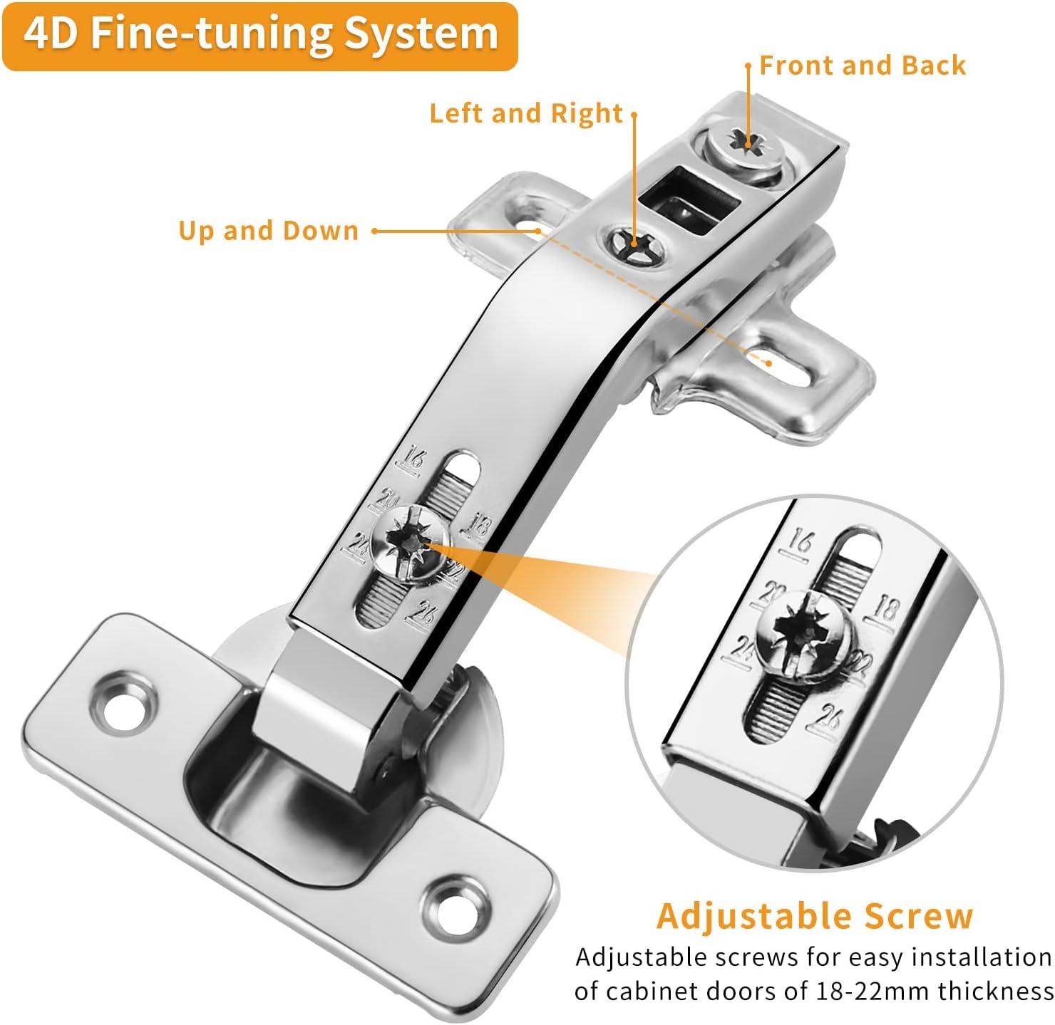 image:imageChibery 4 Pack 165 Degree Lazy Susan Hinge Face Frame CLIP ON Plate for Easy Installation Soft Close Multipivot Concealed hardware for Corner Kitchen Cabinet Cupboard Folded Folden Door Closets135
