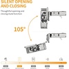 image:imageChibery 2 Pack 34 Overlay 3D Soft Close Concealed Hinge for Face Frame Door Smooth Slow Self Closing Hinges Satin Nickel Hidden 105 Open Angle Stainless Steel Hinge for Kitchen Cabinet Door10 Pack
