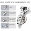image:imageXIEHE Hardware 110 Degree Clipon Soft Closing Full Overlay Frameless Hinges 2 Pack for Kitchen Cabinets Door Brushed Nickel 3D Flush Mount European Hinge with Screwshalfoverlay