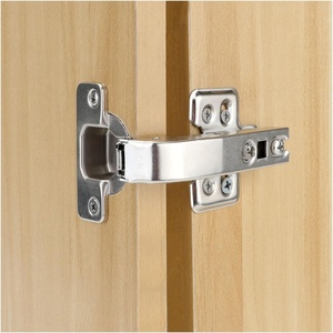 image:imageCabinet Hinges1 Pair 175165 Degree Hinge Concealed Hydraulic Adjustable Mounting Soft Close Cabinet Hinges NickelPlated Steel Buffer Dampers for Wardrobe Cupboard Full OverlaySilvery  90Drill