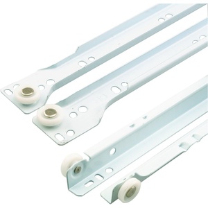 image:imagePrimeLine MP7210 Drawer Slide Kit  Replace Drawer Track Hardware  SelfClosing Design Fits Most Bottom SideMounted Drawer Systems 1534 In Steel Tracks Plastic Wheels White 1 Pair