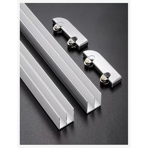 image:imageAcrylic Glass Track Thickened 5mm Glass Sliding Door Double Track Display Cabinet Slide Aluminum Alloy Track Wheel Accessories90cm354in150cm59in